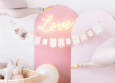 Preview: XXL Folienballon Figur - Storch in hellrosa - 103cm x 60cm